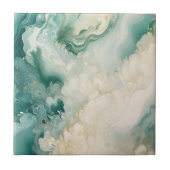 Carreau Marbre d'aquarelle Abstrait vert et or Faux (Devant)