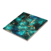 Carreau Marbre de l'espace Noir vert étoile doré (Côté)