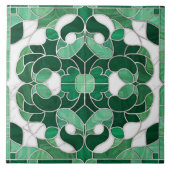 Carreau Marbre de Mosaïque Ornement vert et blanc (Devant)