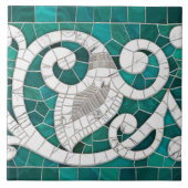 Carreau Marbre de Mosaïque Ornement vert et blanc (Devant)