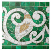 Carreau Marbre de Mosaïque Ornement vert et blanc (Devant)