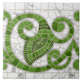 Carreau Marbre de Mosaïque Ornement vert et blanc (Devant)