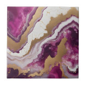Carreau Marbre géode d'agate violet blanc et or abstrait (Devant)