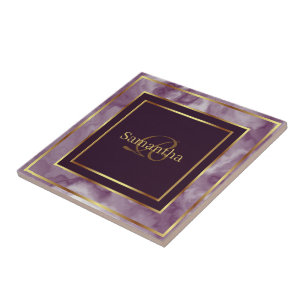 Carreau Marbre Géométrique Bourgogne Violet Et Or