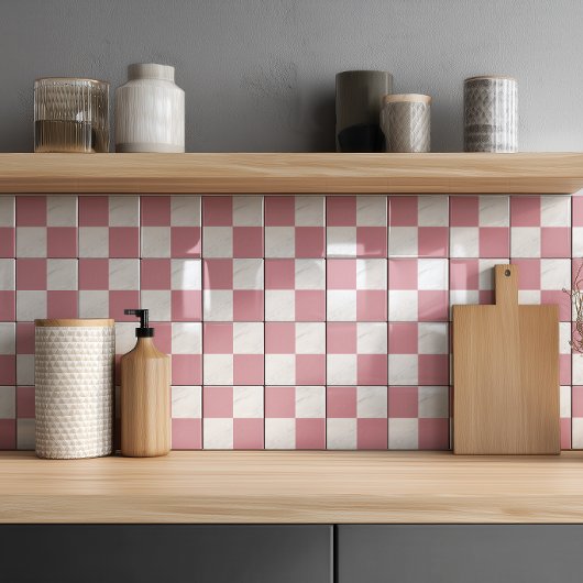 Carreau Marbre Gris Doré Rose Géométrique Moderne Damier
