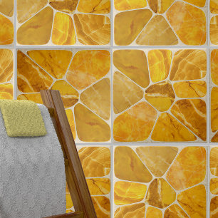 Carreau Marbre jaune Mosaïque Fleur art abstrait