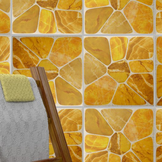 Carreau Marbre jaune Mosaïque Fleur art abstrait