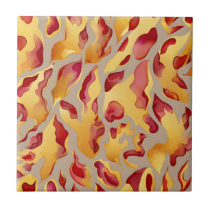 Carreau Marbre Liquide Abstrait Or Rouge Sang