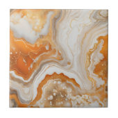 Carreau Marbre Liquide Agate Orange Brûlé et Or Moderne (Devant)