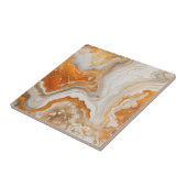 Carreau Marbre Liquide Agate Orange Brûlé et Or Moderne (Côté)