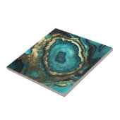Carreau Marbre Liquide Géode d'Agate Turquoise et Or (Côté)