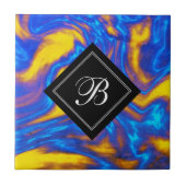 Carreau Marbre Liquide Moderne Abstrait Jaune Bleu Violet (Devant)