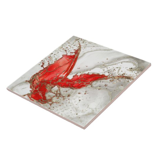 Carreau Marbre liquide rouge et or (Côté)