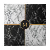 Carreau Marbre noir & blanc - Personnalisable - Luxe (Devant)