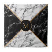 Carreau Marbre noir & blanc - Personnalisable - Moderne (Devant)