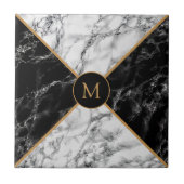 Carreau Marbre noir & blanc - Personnalisable - Unique (Devant)