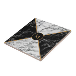 Carreau Marbre noir & blanc - Personnalisable - Unique