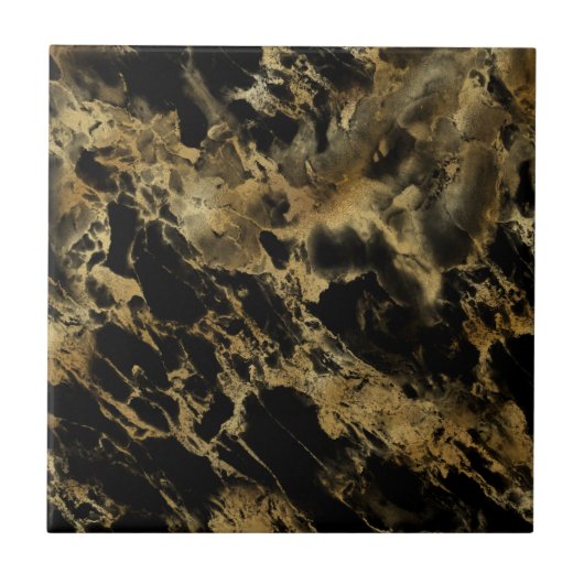 Carreau Marbre noir doré Agate Tendance Chic  (Devant)