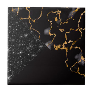 Carreau Marbre noir et Parties scintillant