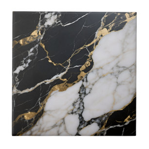 Carreau Marbre noir or veines Luxe Abstrait