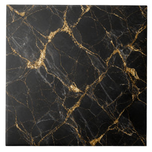 Carreau Marbre Or Noir Motif Luxueux Sans Couture