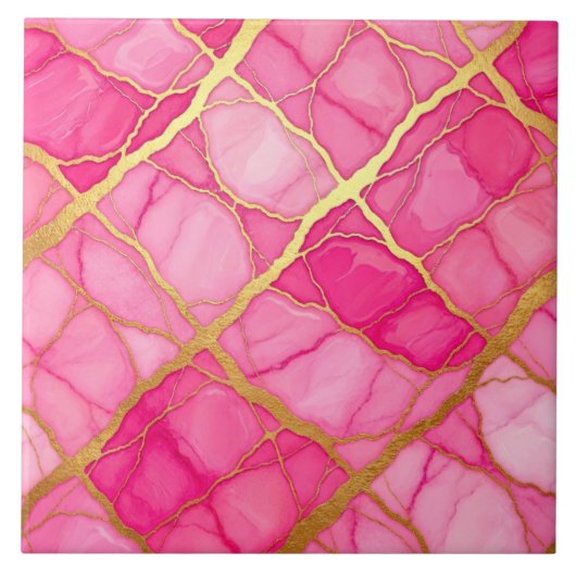 Carreau Marbre rose chaud et or (Devant)