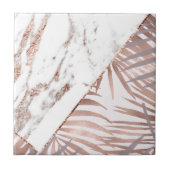 Carreau Marbre rose d'or et fougères tropicales (Devant)