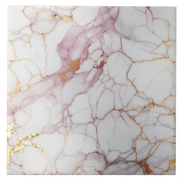 Carreau Marbre rose et blanc fissuré avec de l'or