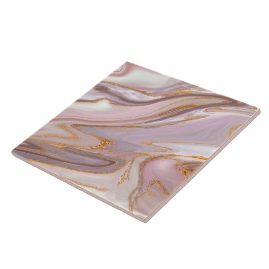 Carreau Marbre Rose liquide et or (Côté)