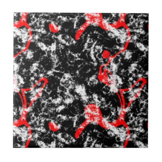 Carreau Marbre rouge, blanc et noir Abstrait (Devant)