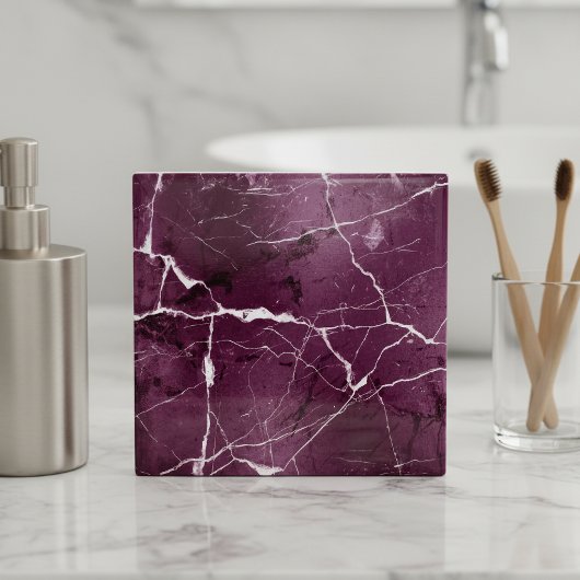 Carreau Marbre Tons de Bijou Abstrait Prune Pourpre ID1288