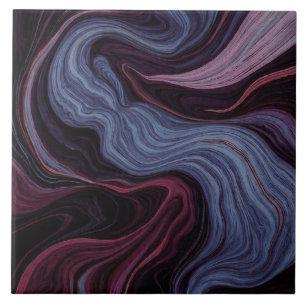 Carreau Marbre Tourbillon d'Améthyste de Minuit Fluid Bleu