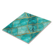 Carreau Marbre Turquoise Bleu Canard et Or (Côté)