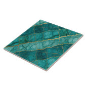 Carreau Marbre Turquoise Bleu Canard et Or (Côté)