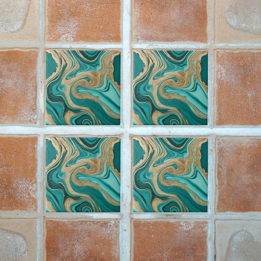 Carreau Marbre turquoise et or