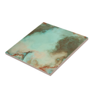 Carreau Marbre turquoise et rouille Abstrait