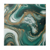 Carreau Marbre vert émeraude Abstrait et doré (Devant)