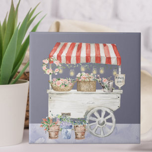 Carreau Marché de fleurs nocturnes Art aquarelle Cottageco