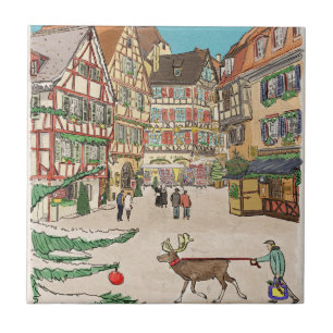 Carreau Marché de Noël Strasbourg France d'inspiration rét