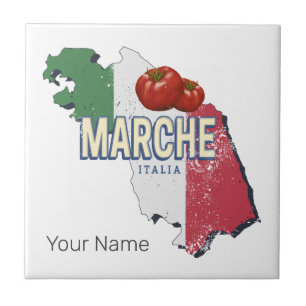 Carreau Marche Italie Région Rétro Carte Souvenir Vintage