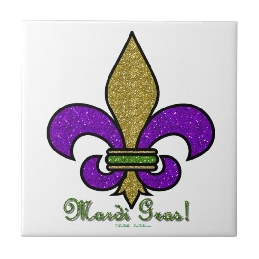 Carreau Mardi Gras Coloré Fleur De Lis (Devant)