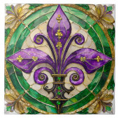 Carreau Mardi Gras Vitrail Fleur de lis (Devant)