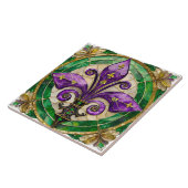 Carreau Mardi Gras Vitrail Fleur de lis (Côté)