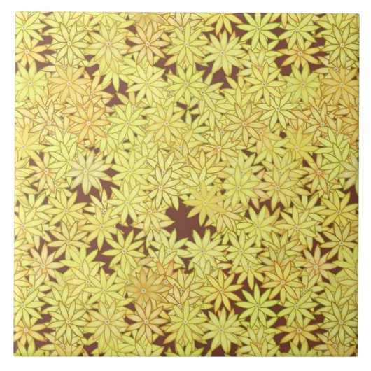 Carreau Marguerite jaune et or sur Brown chocolat (Devant)