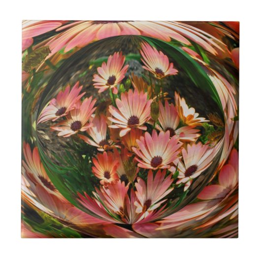 Carreau Marguerites africaines roses Art Floral Abstrait (Devant)