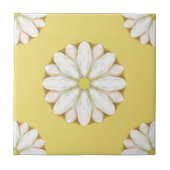 Carreau Marguerites blanches sur jaune doré (Devant)