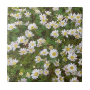 Carreau Marguerites Peintes Dans Un Style Impressionniste