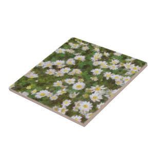 Carreau Marguerites Peintes Dans Un Style Impressionniste