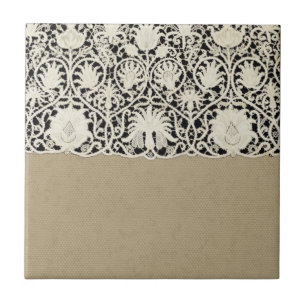 Carreau Mariage Antique Dentelle Lin Blanc Classique Joli