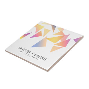 Carreau Mariage blanc Confetti multicolore Pastel